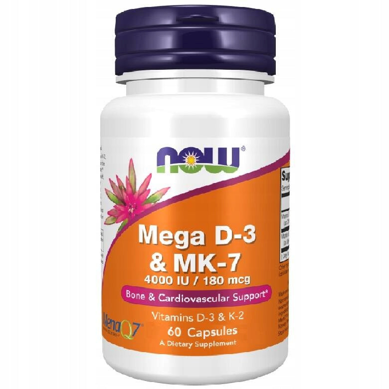 Now Foods Mega Vitamins D-3 4000j.m & MK-7 180mcg D-3 + MK-7 MenaQ7 60k