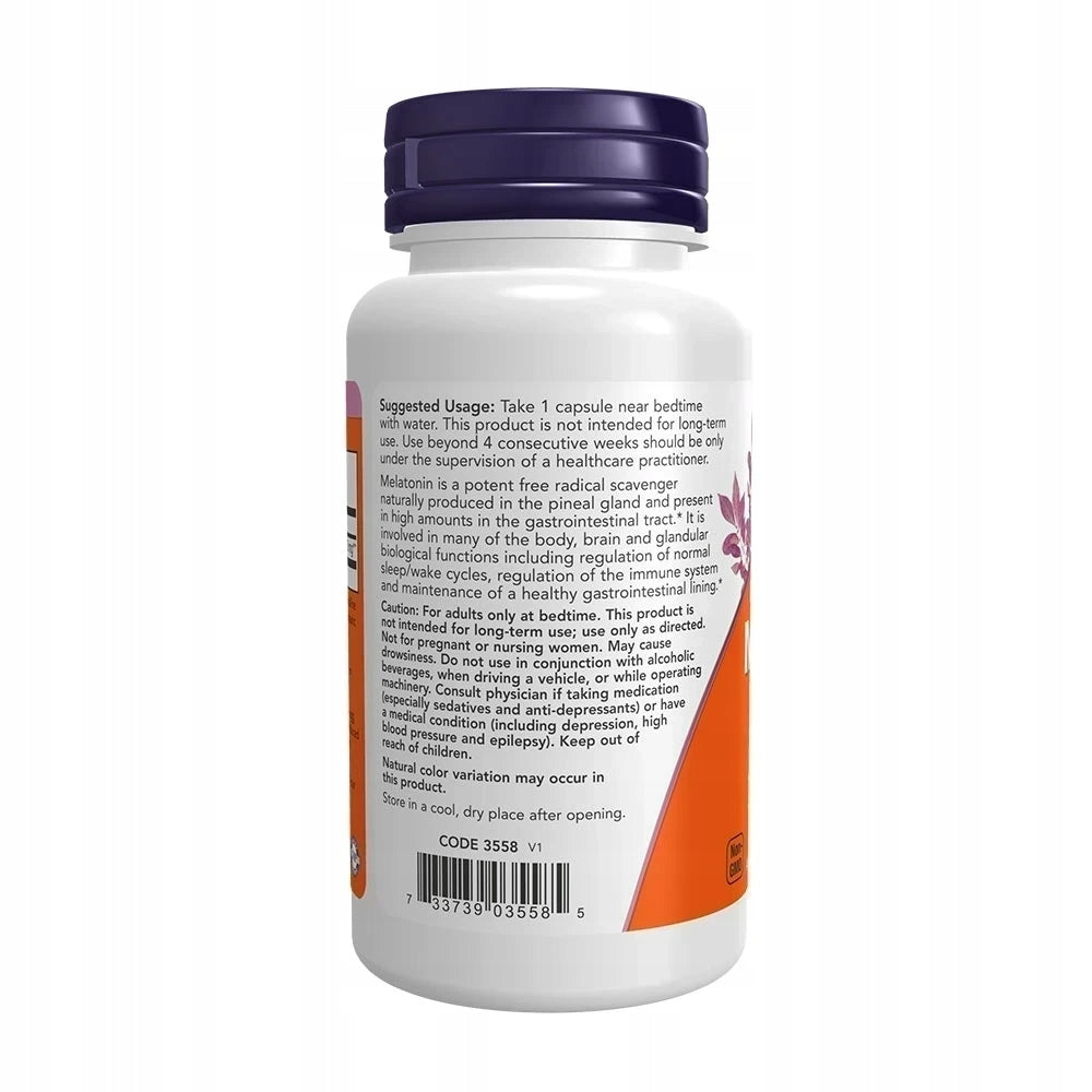 Now Foods Melatonín 20 mg- ultra silný 90 veg. kapsula Product weight with unit packaging 0.065 kg