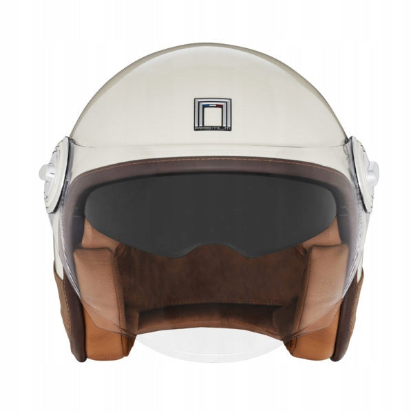Nox Premium Helmet Open Jet Heritage Leather Cream Brown M