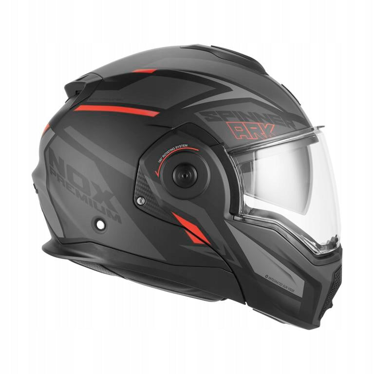 Nox Premium Jaw Helmet Flip-Up Spinner Ark Black Mat Red XL Manufacturer's catalog number NP999AMBR/XL