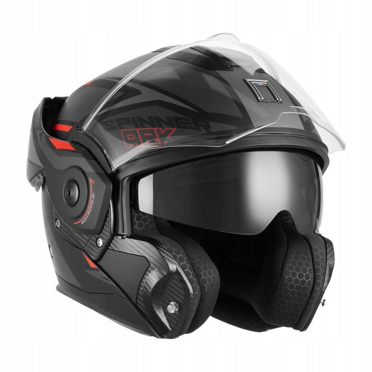 Nox Premium Jaw Helmet Flip-Up Spinner Ark Black Mat Red XL