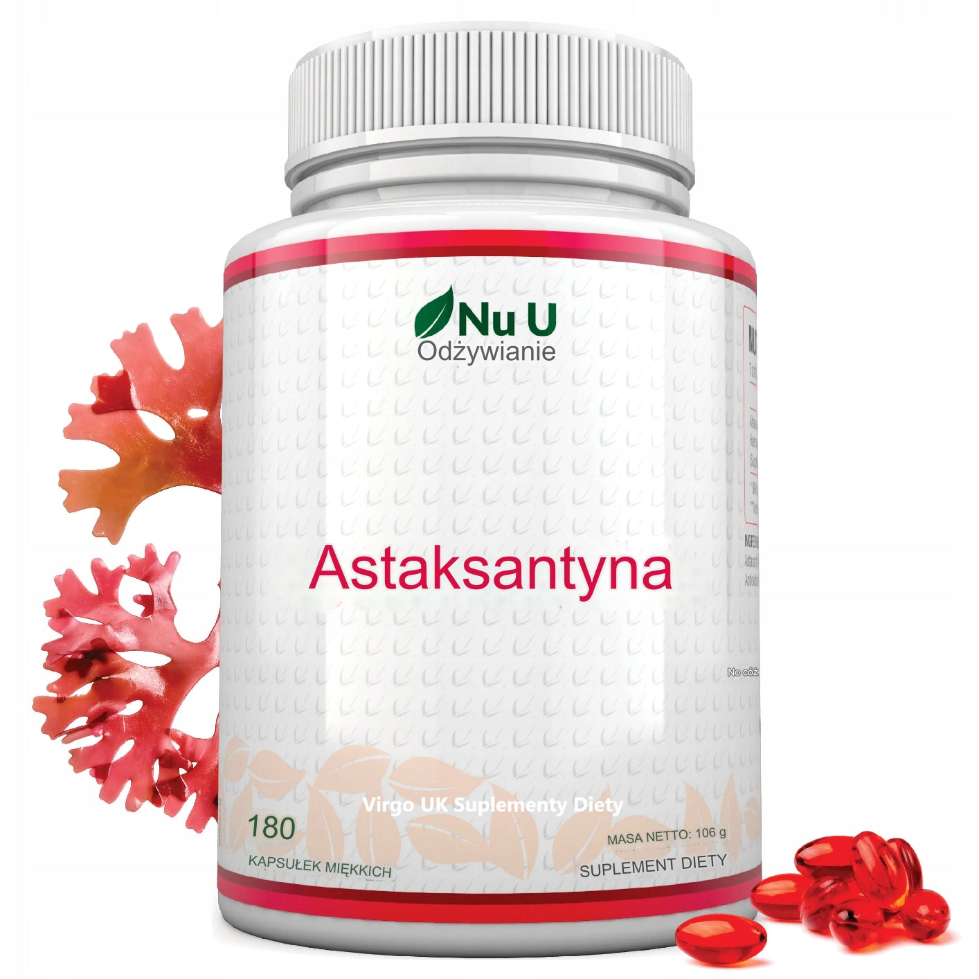 Nu U Astaxanthin Oil 12mg 180 capsules gel. softgels Nu U Astaxanthin Packaging status original