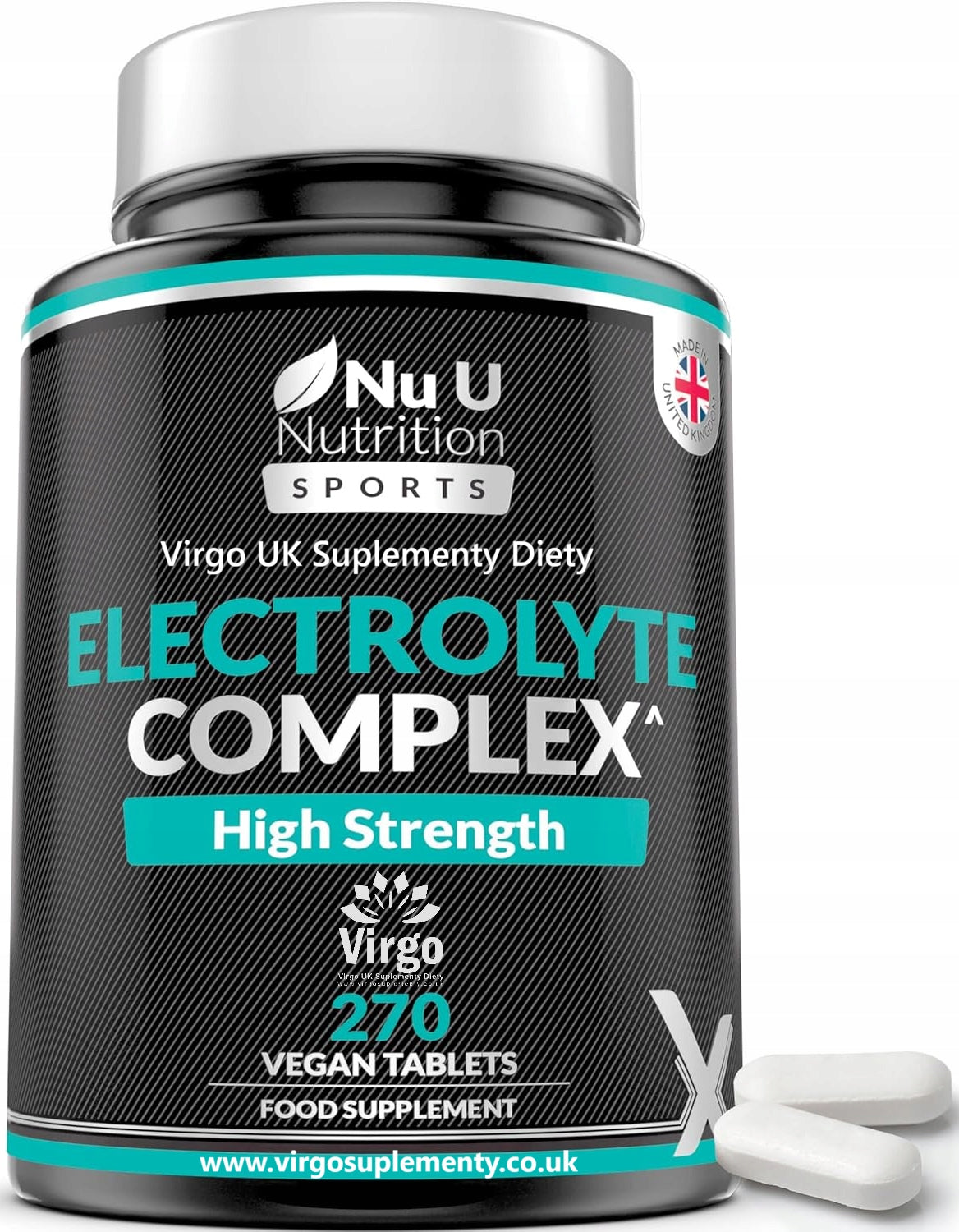 Nu U Electrolyte Complex 270 Vegan Tablets Magnesium Potassium Sodium Calcium Packaging status original