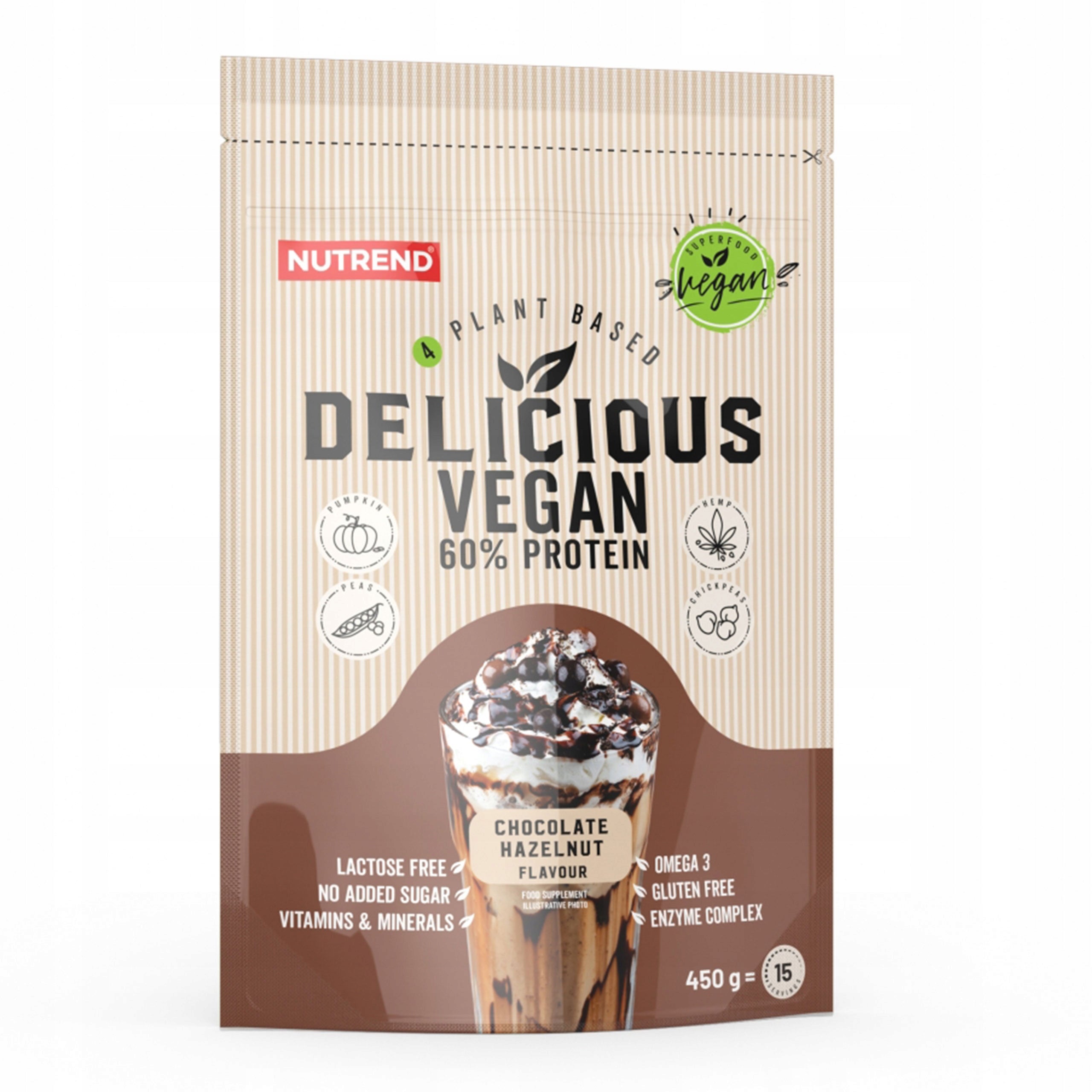 Nutrend Vegan Protein 450g CHOCOLATE HAZELNUT- chocolate nut