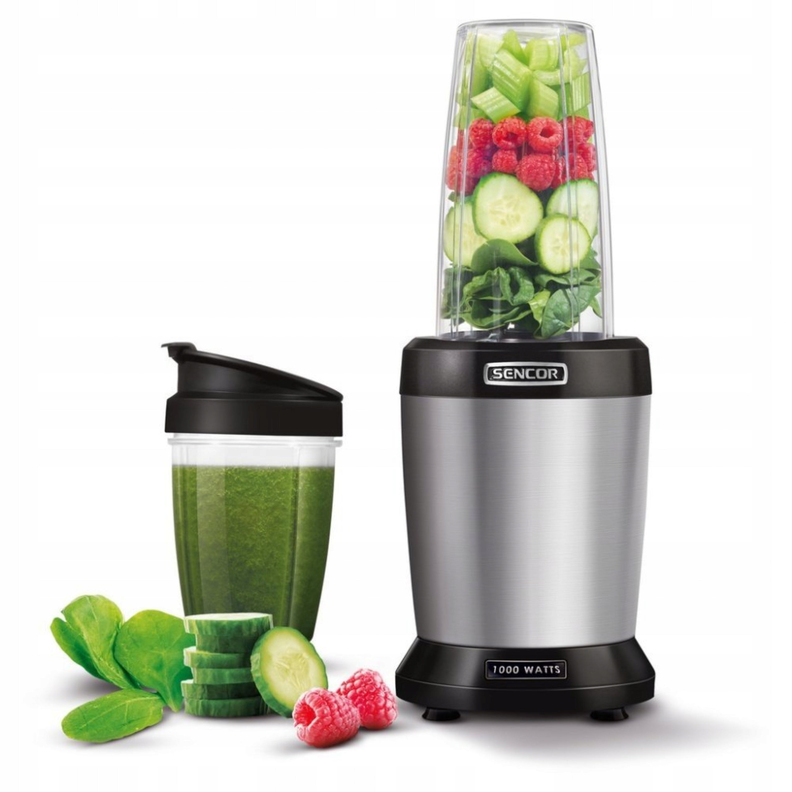 Nutri cup blender 1000W 2 BOTTLES 800ml/1L silver Sencor SNB4302SS Packaging status original