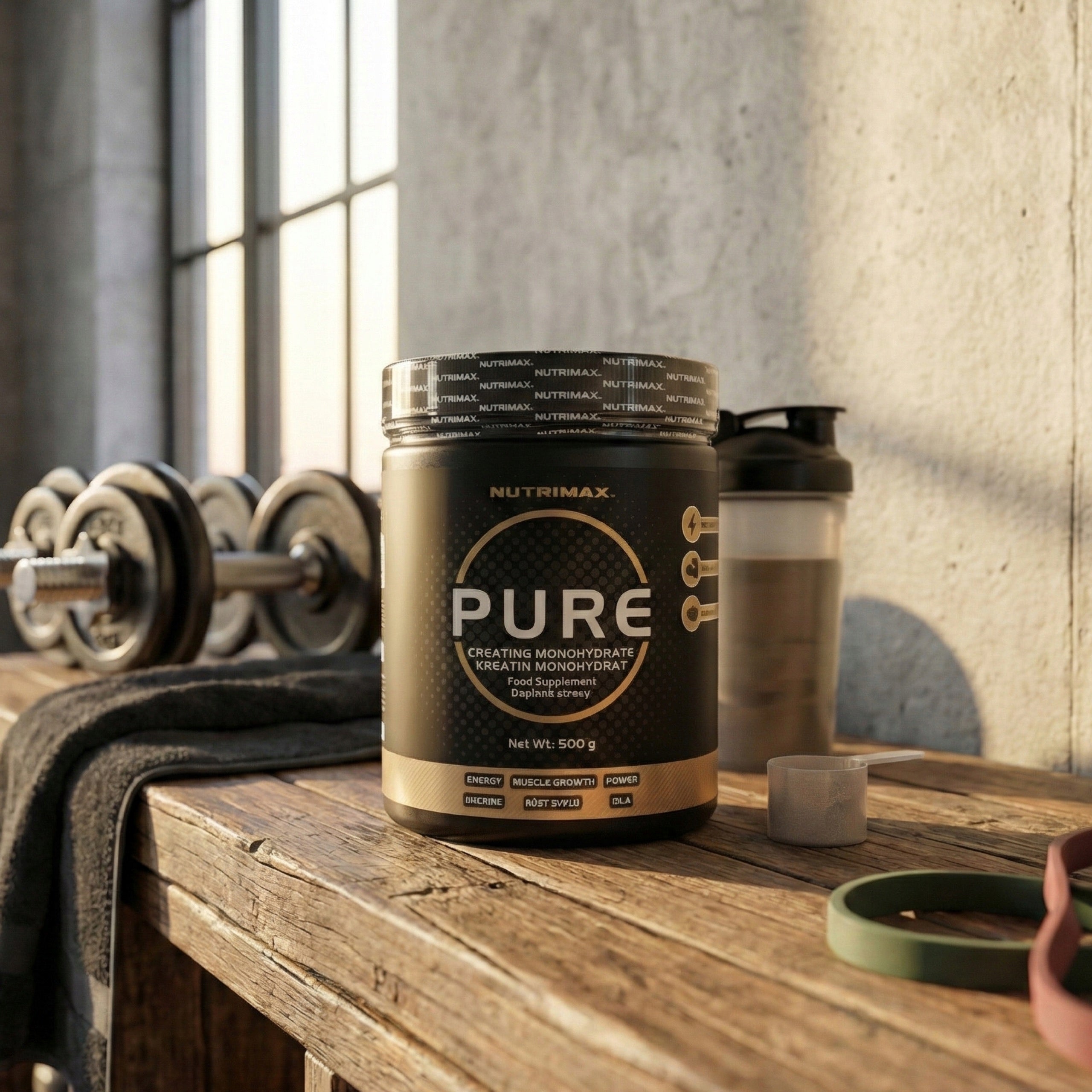 NutriMax Pure Creatine Monohydrate 500g Kreatin Prášek Síla Růst Svalů Expiration date at least 1 year from the date of purchase