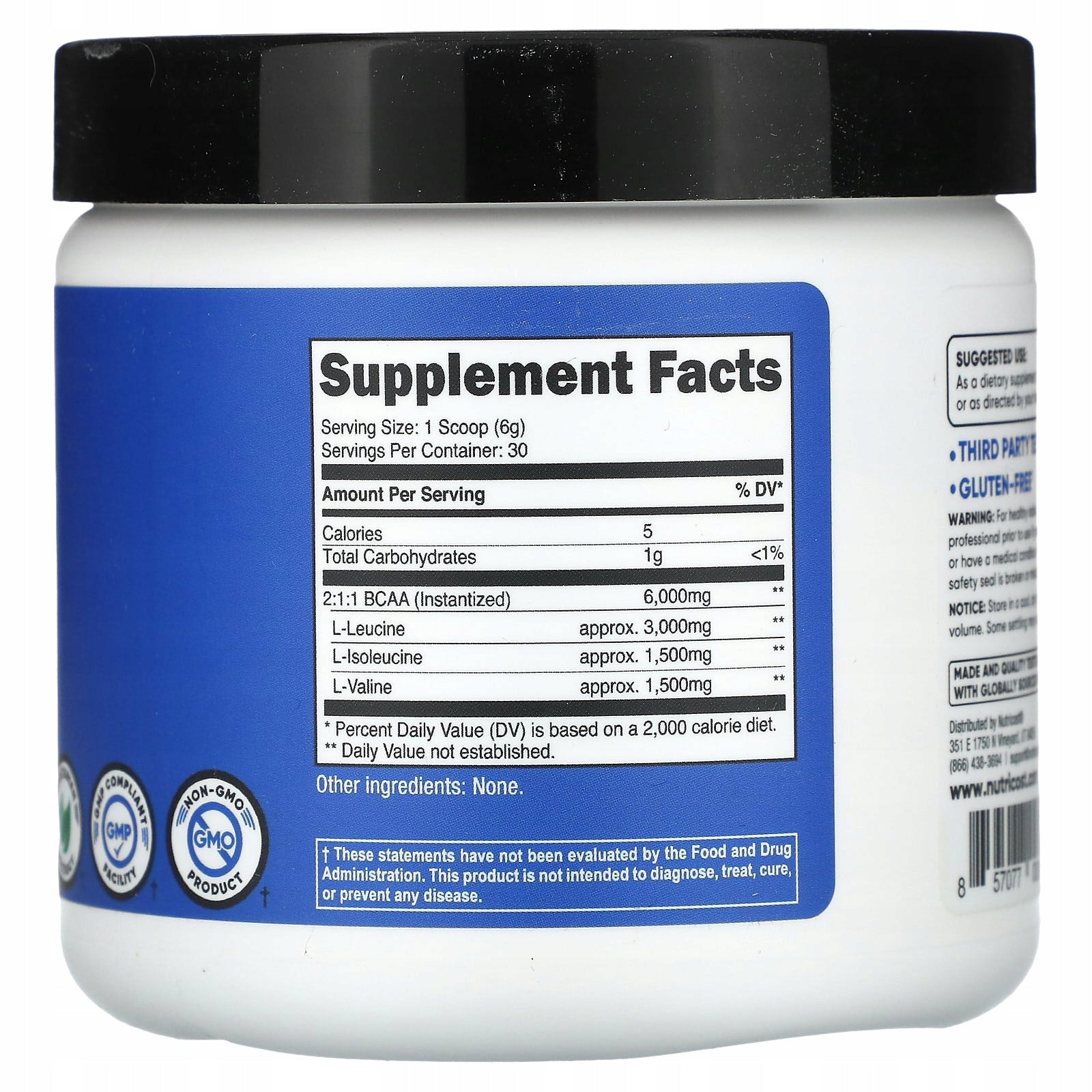 Nutricost, Performance, BCAA, non-aromatized, 180 g Expiration date at least 3 months from the date of purchase