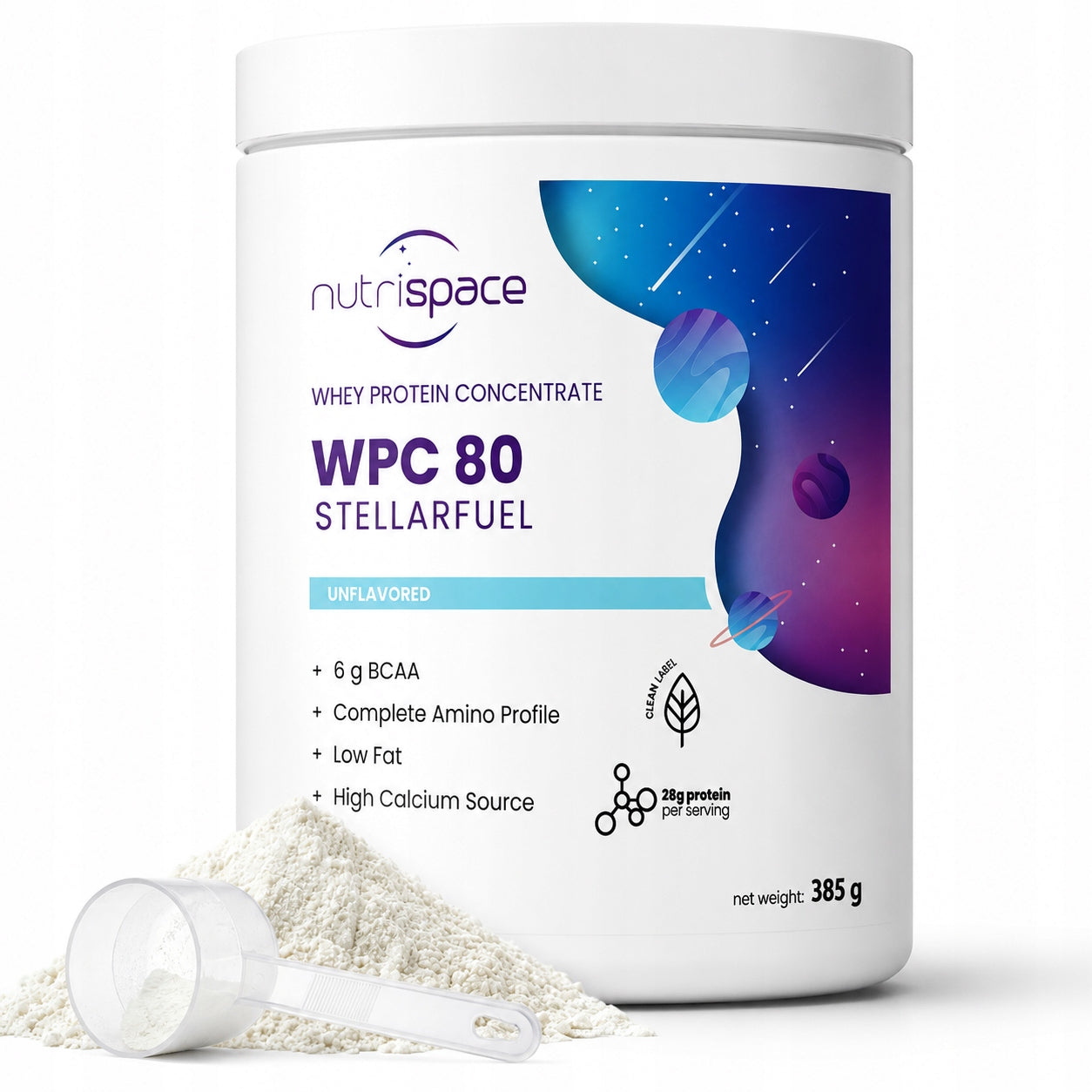Nutrispace WPC 80 385 g Protein 100% Pure Concentrate Without Additives