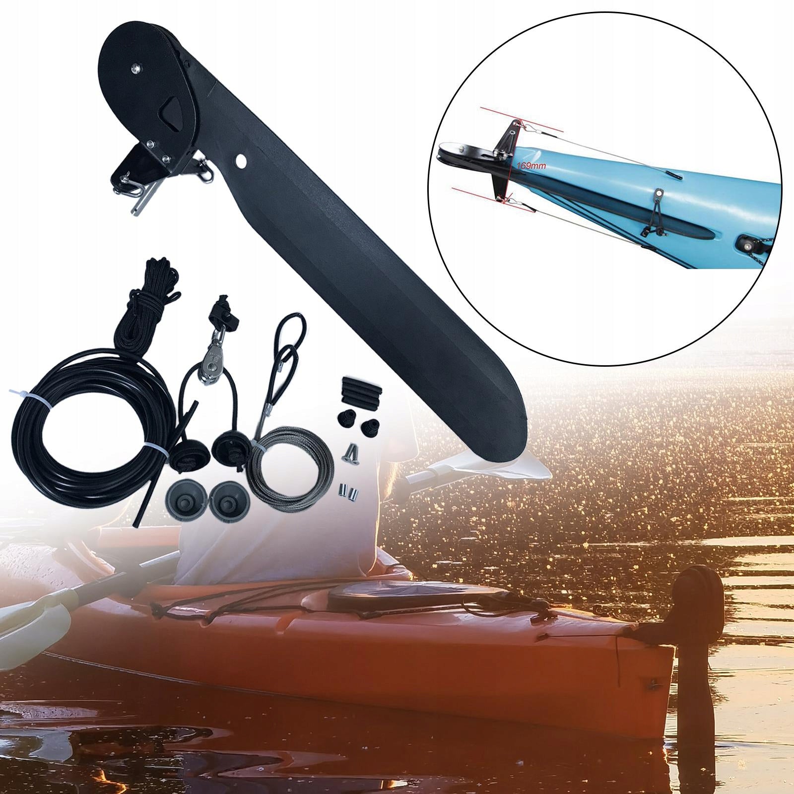 Nylon Kayak Boat Rudder Steering System Foot Control Direction for Canoe Length 51 cm