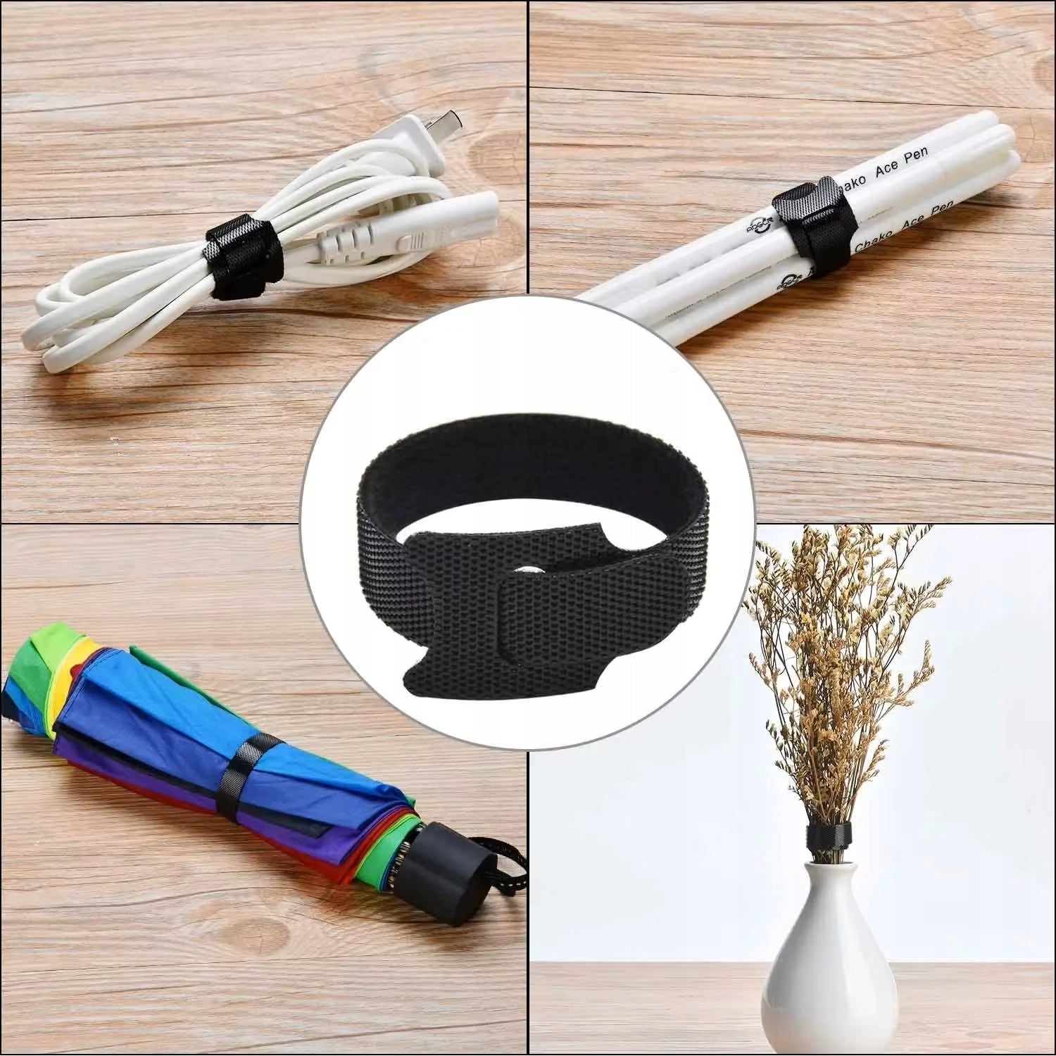 Nylon Reusable Velcro Cable Ties 150mm BLACK Brand no brand