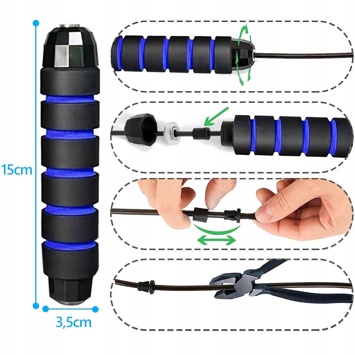 Nylon jump rope Medi Sleep 280 cm black Brand Medi Sleep