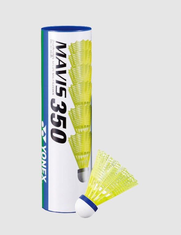 Nylon shuttlecocks for badminton yellow Yonex Mavis 350Y (tube 6pcs) - medium