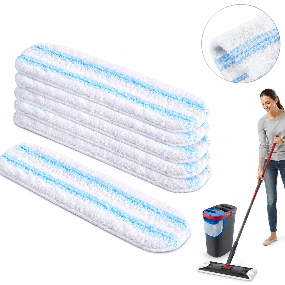 O-Cedar H2prO Mop Cartridge 6 Pieces Replacement Flat Microfiber