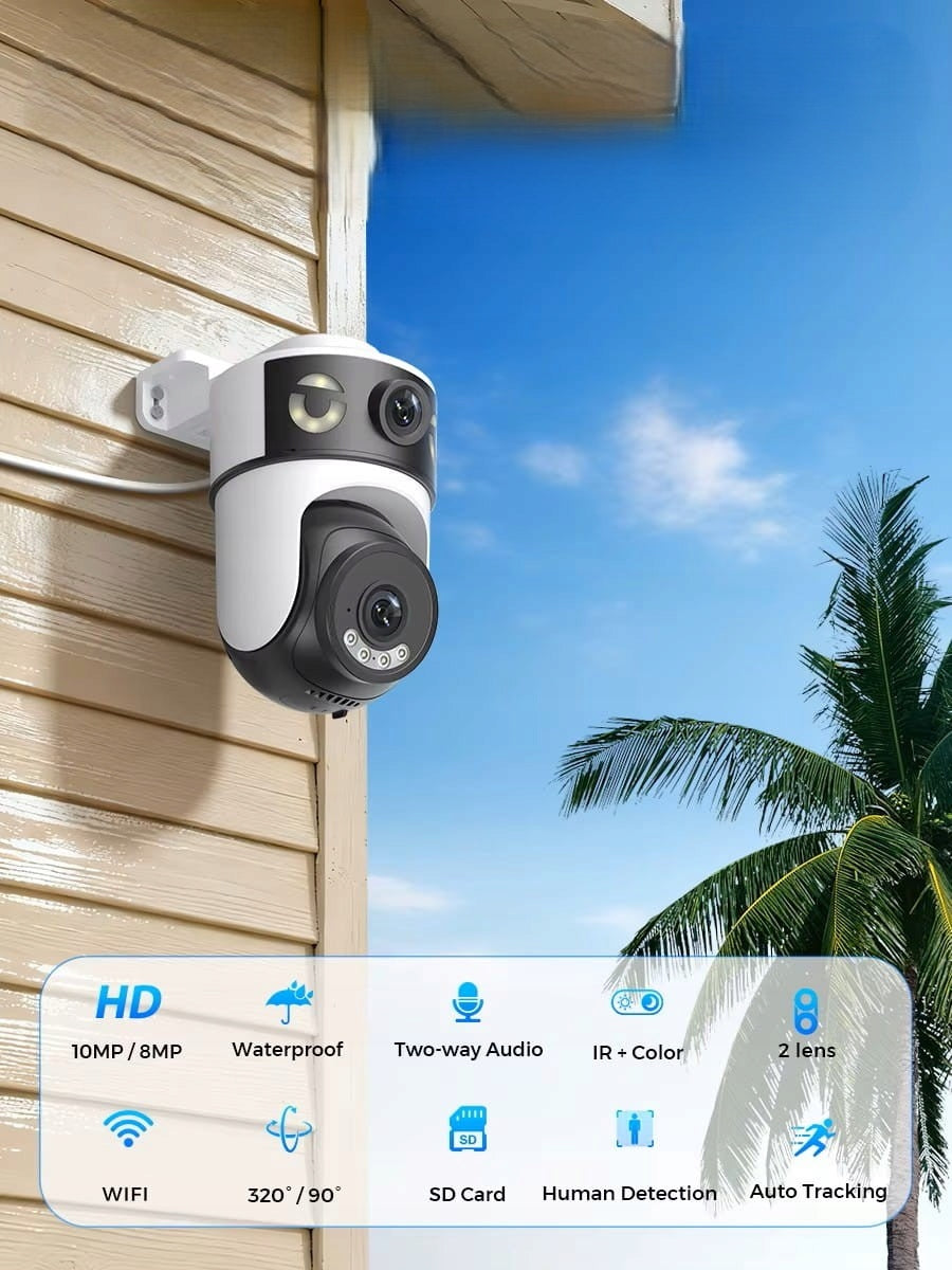 O-KAM 8MP Dual Lens IP Camera, PTZ, Wi-Fi, AI Packaging status original
