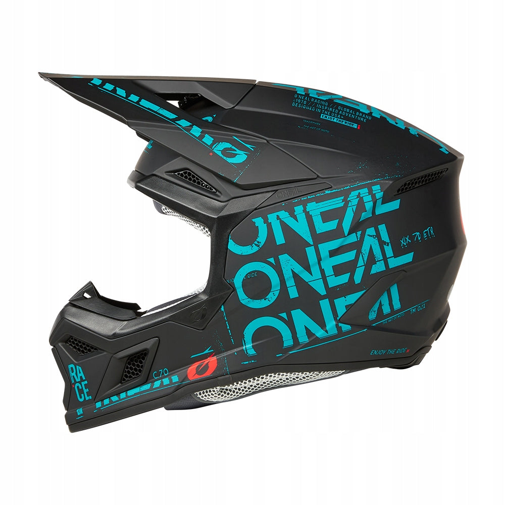 O'NEAL HELMET 3SRS STATIC BLACK/TEAL BLACK TURQUOISE SIZE M 0625-493 Manufacturer O'neal