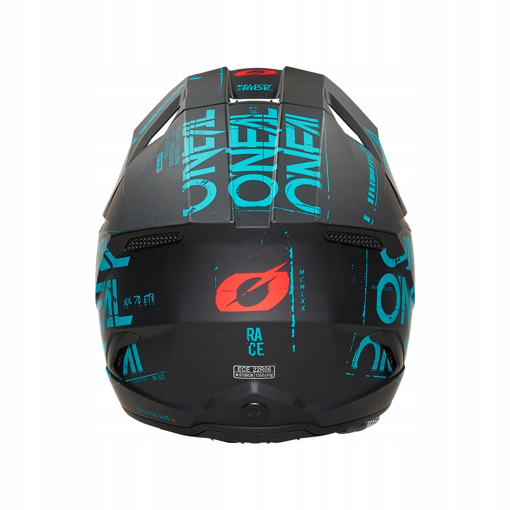 O'NEAL HELMET 3SRS STATIC BLACK/TEAL BLACK TURQUOISE SIZE M 0625-493 Manufacturer's catalog number 0625-493
