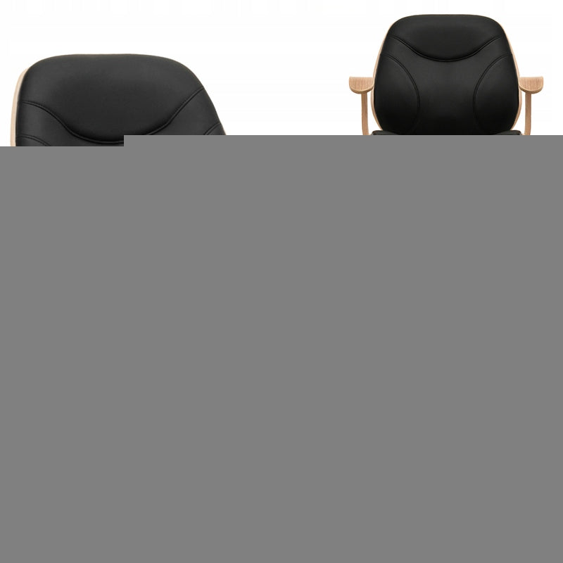 OAK BENT WOOD RAY SWIVEL CHAIR WITH BLACK SOFT ECO LEATHER