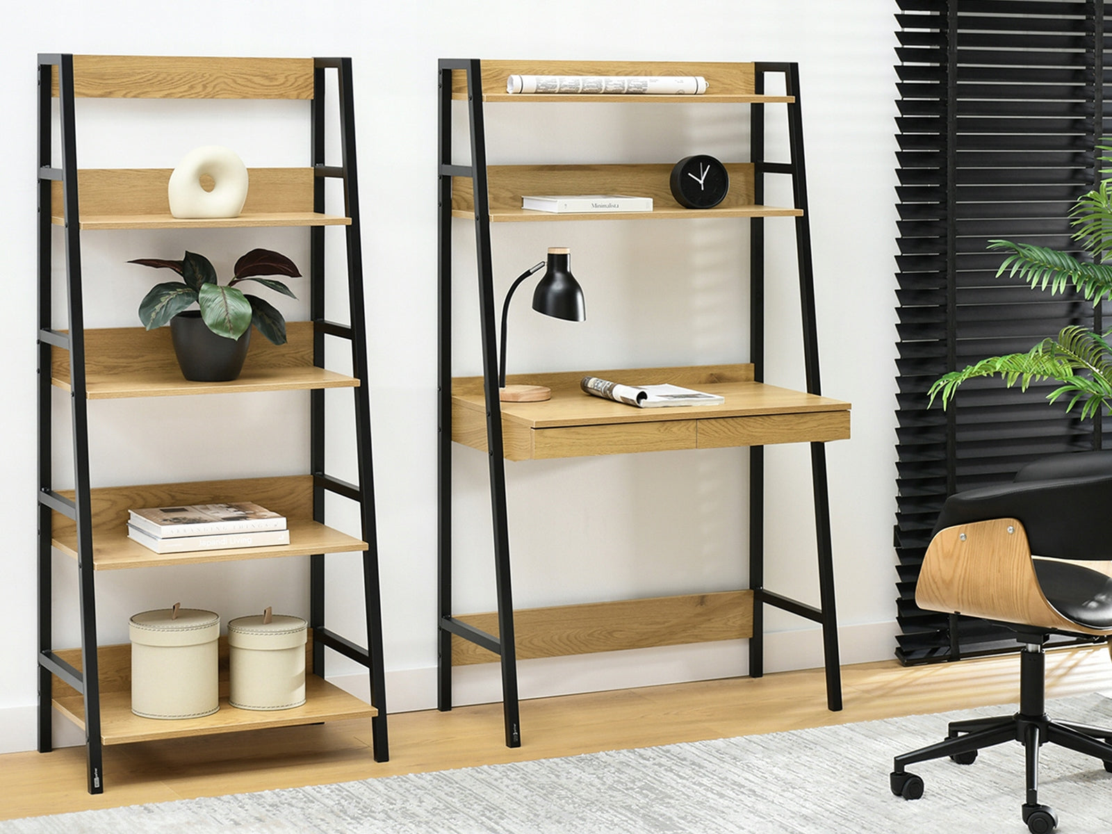 OAK DESK WITH PRACTICAL SHELVES AND TWO DRAWERS FOR OFFICE BERG EAN (GTIN) 5907698698623