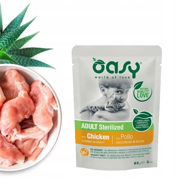 OASY CHUNKS IN GRAVY STERILIZED WET CAT FOOD CHICKEN IN SAUCE 85g Brand Oasy