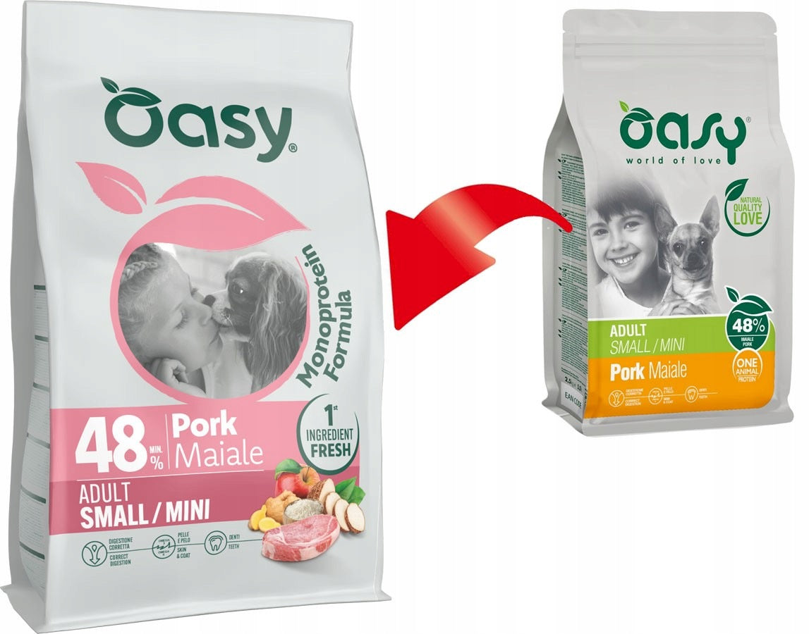 OASY Dog Monoprotein Small / Mini Pork 800g Packaging status original