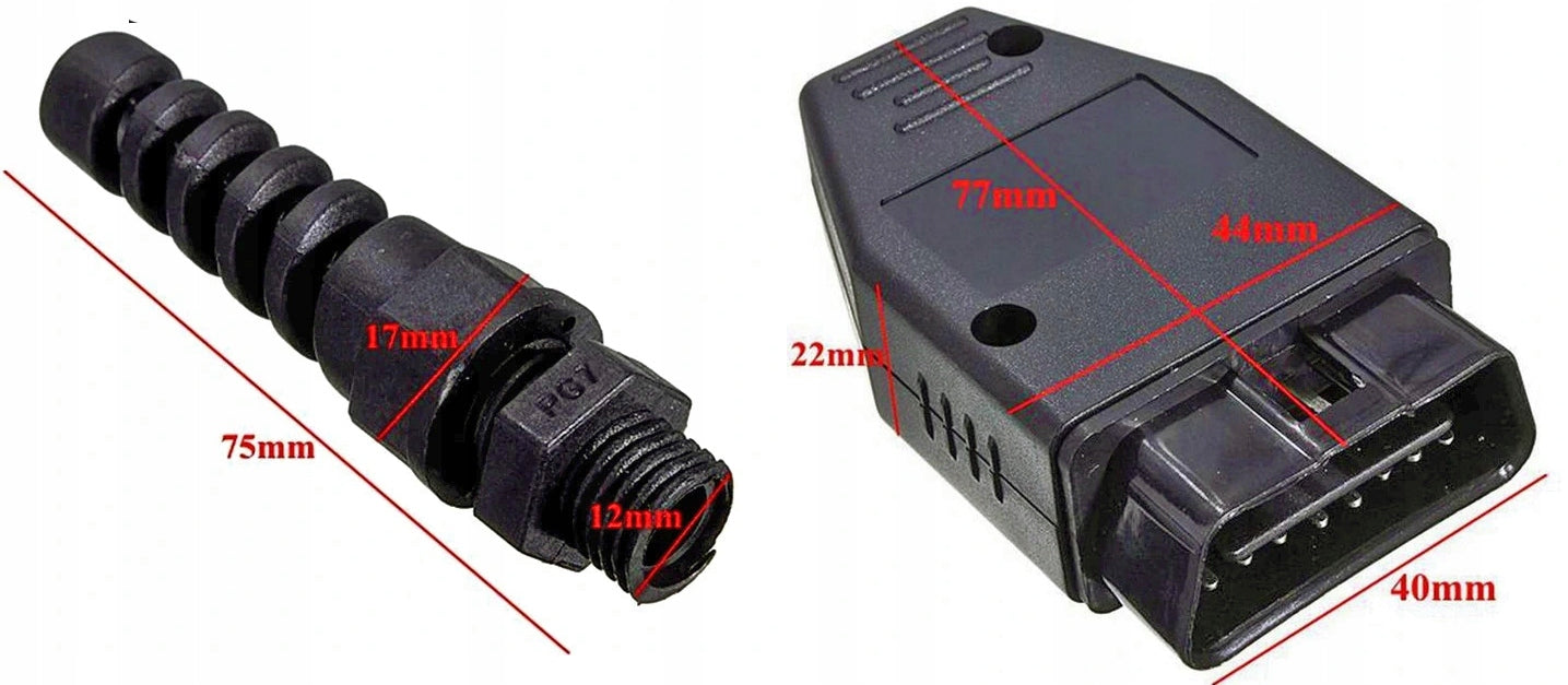 OBD II plug for plate 66. 5 x 40mm Lechpol Electronics Product weight with unit packaging 0.3 kg