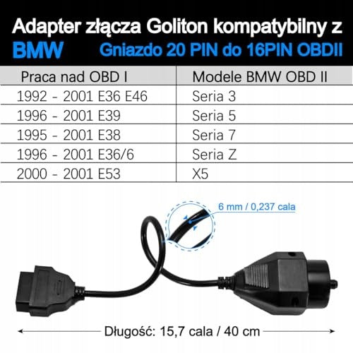 OBD2 16 PIN DIAGNOSTIC ADAPTER FOR BMW 20 E36 E46 E39 for home gift Manufacturer's catalog number Bez marki
