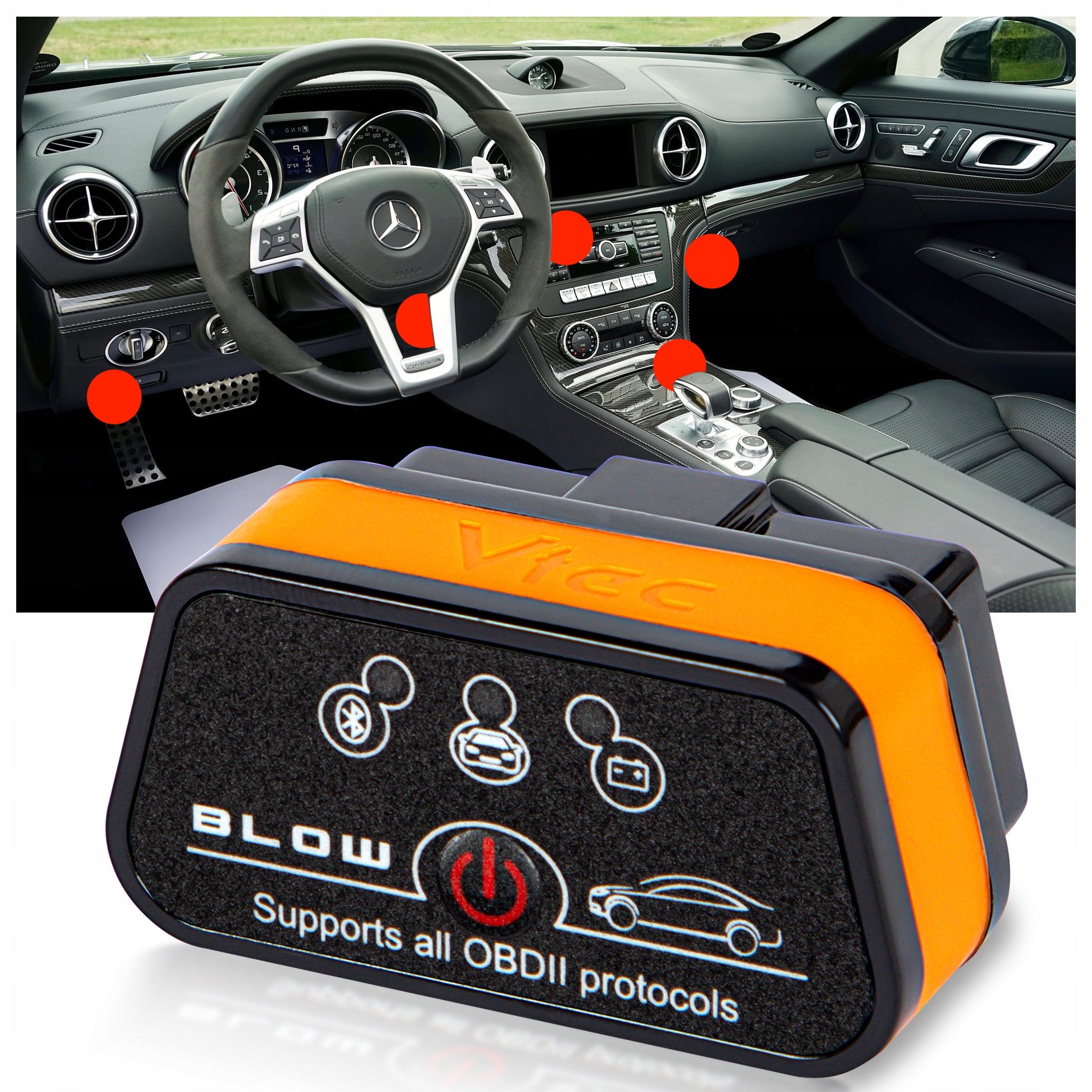 OBD2 DIAGNOSTIC INTERFACE BLOW V2 ELM327 BLUETOOTH SCANNER TESTER Polish Manufacturer code OBD2 V2