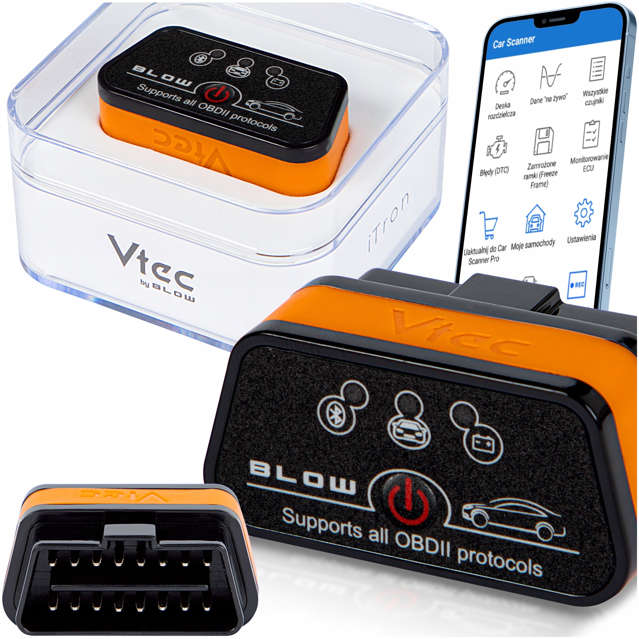OBD2 DIAGNOSTIC INTERFACE BLOW V2 ELM327 BLUETOOTH SCANNER TESTER Polish