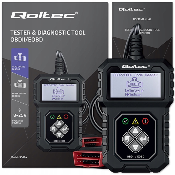 OBD2 DIAGNOSTIC INTERFACE TESTER POLISH MENU Qoltec ProLine 8-25V Brand Qoltec