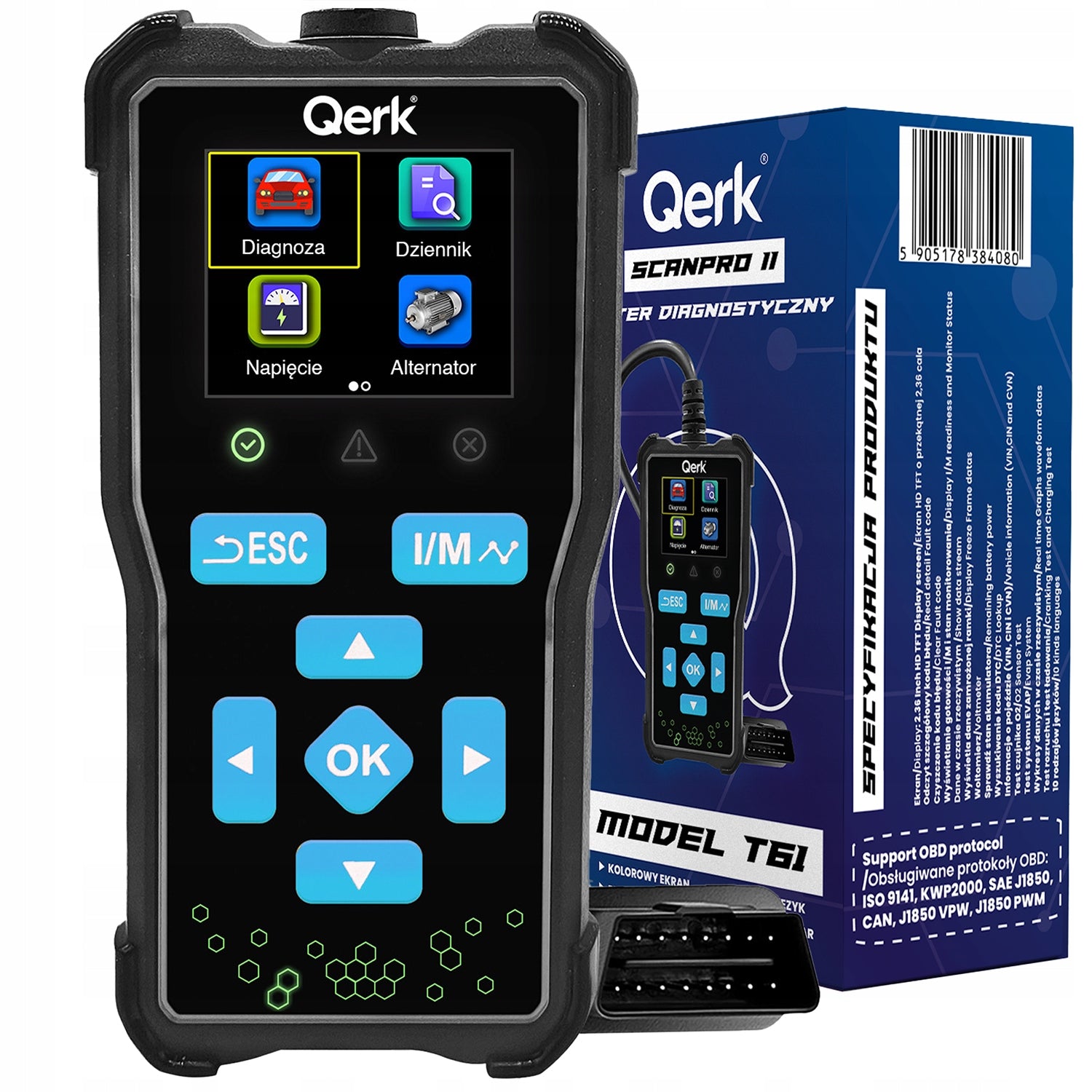 OBD2 Diagnostic TESTER POLISH MENU Car Error Scanner Qerk T61
