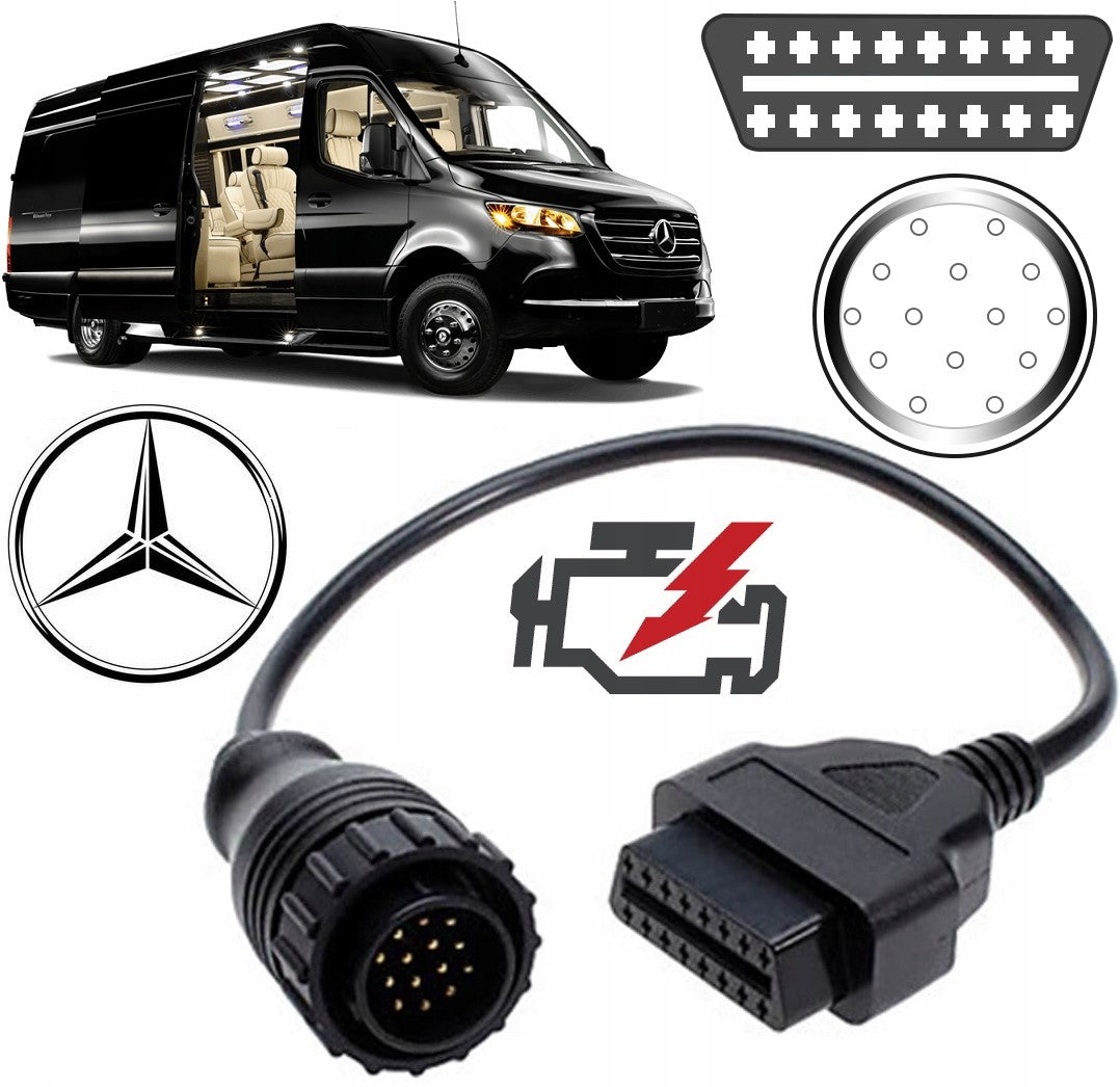 OBD2 OBDII to 14-Pin Adapter Cable for Mercedes Sprinter Vito LT Delphi Manufacturer code 00041C8