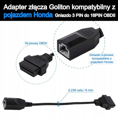OBD2 TO OBD1 3 DIAGNOSTIC ADAPTER PIN HONDA SCANNER metal Manufacturer's catalog number Nieoznaczona