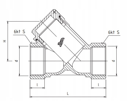 OBLIQUE MESH FILTER 1 1/2" DN40 PHA-06 PERFEXIM Brand Perfexim