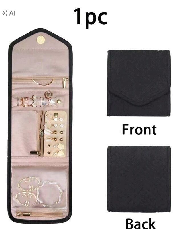 OBOVAY BLACK FOLDING JEWELRY ORGANIZER S07__40X14CM