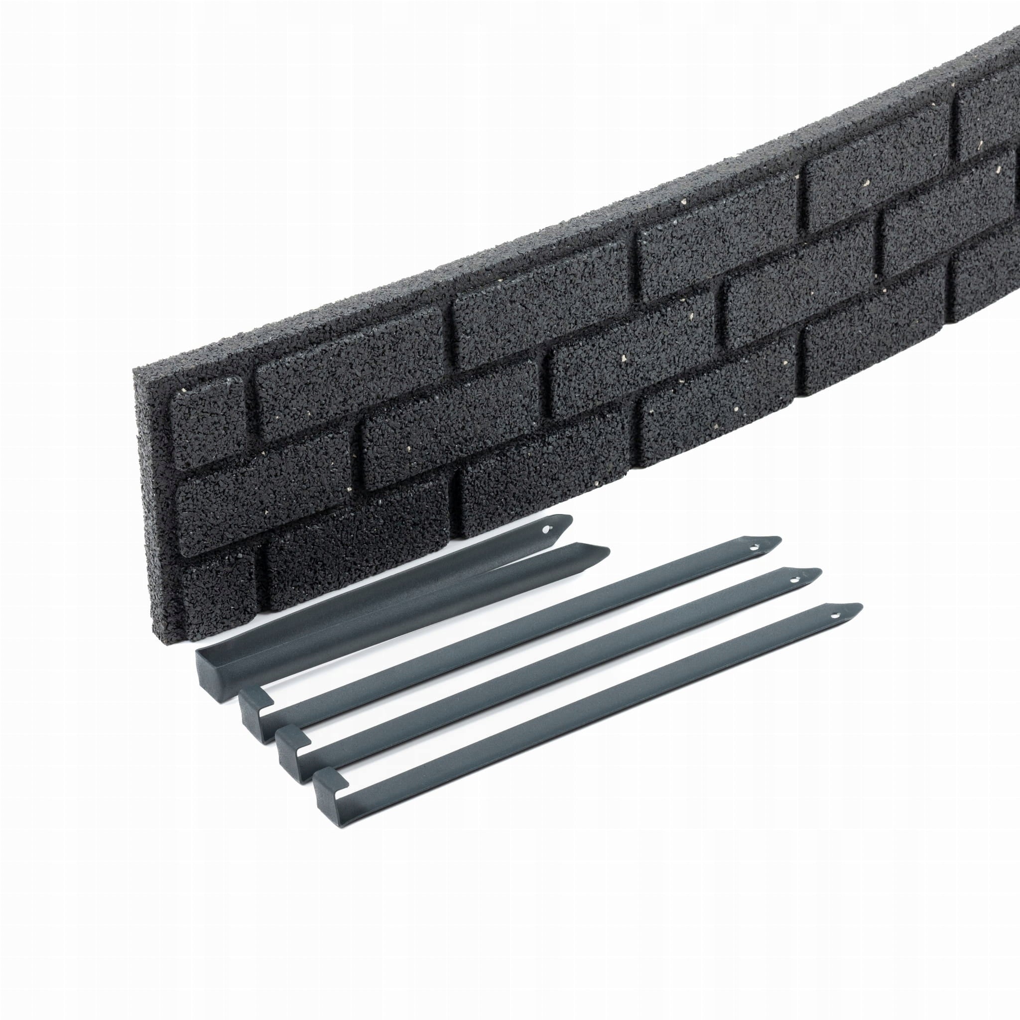 Garteneinfassungen, Palisade, Würfelimitat, Gummi, Noppen, grau, 1,2 m 