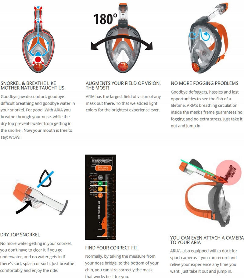 OCEAN REEF FULL FACE Dive MASK ARIA QR+ GoPro WHITE S/M + BUOY Product weight with unit packaging 0.835 kg