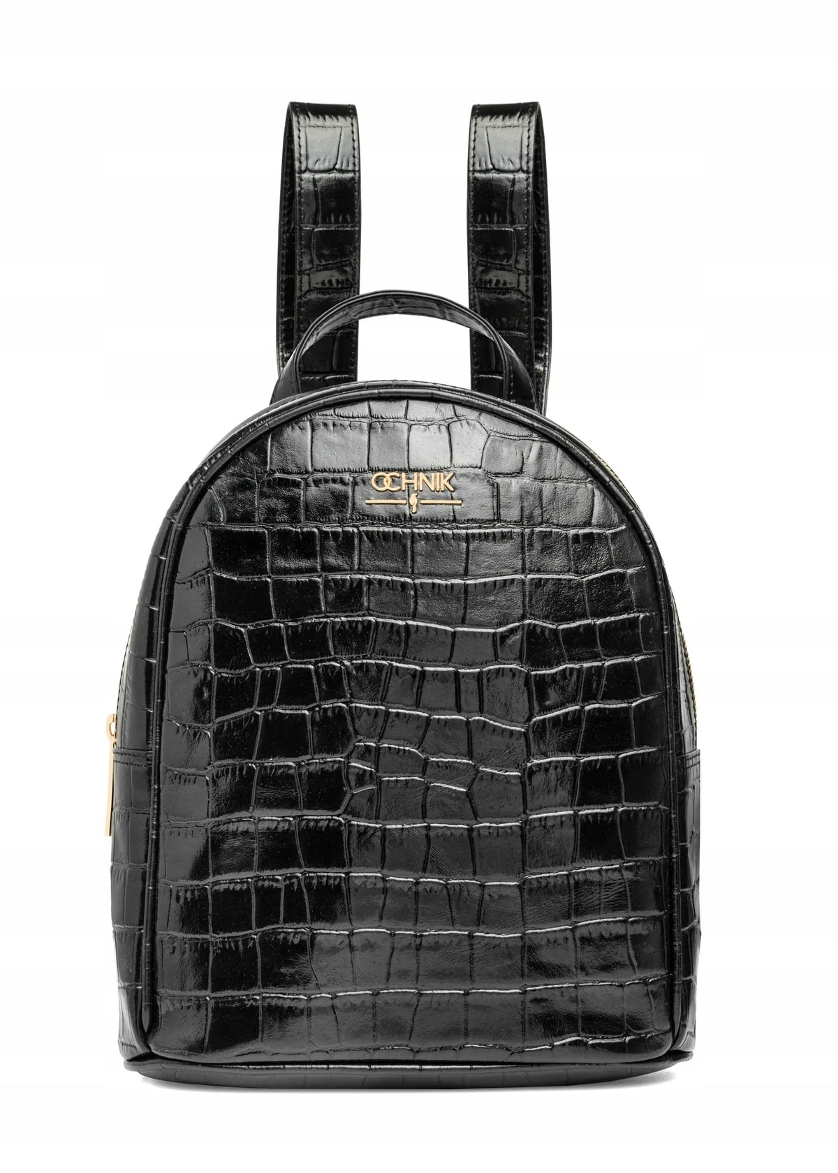 OCHNIK Black leather women's backpack croco TORES-1236-9G(W26)