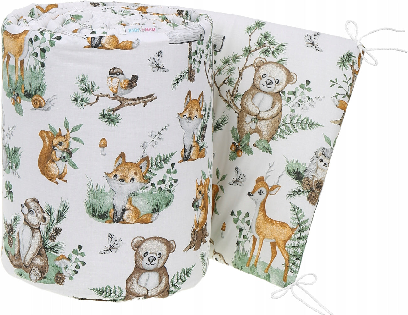 Weicher Kinderbettbezug Babymam Forest, 360x30 cm, grün/braun 