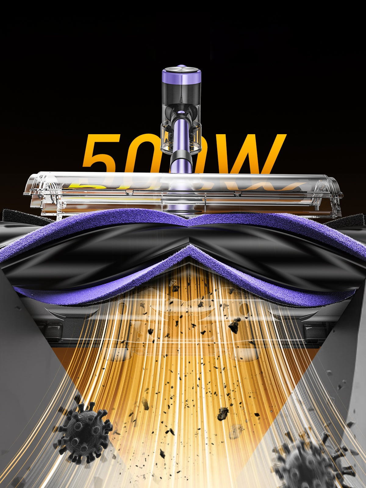 ODKURZACZ BEZPRZEWODOWY PIONOWY RĘCZNY 500W ELEKTROSZCZOTKA 55MIN PRACY Dust container volume 1.5 l