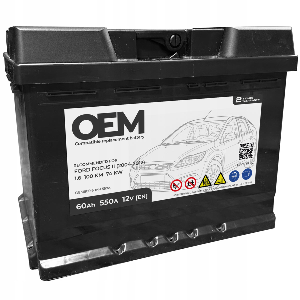 OEM FORD FOCUS II 1.6 60AH 550A CAR BATTERY