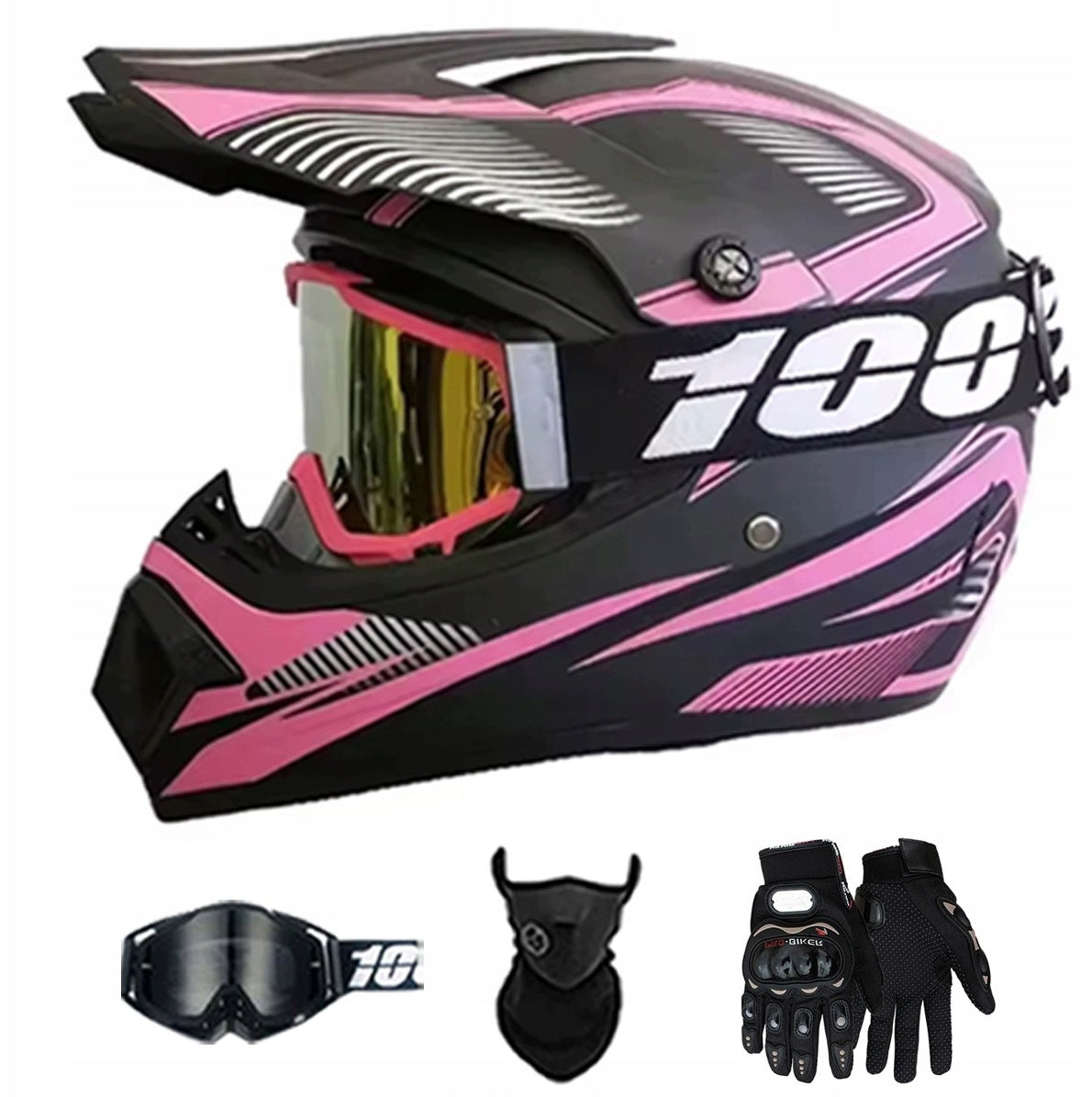 OFF-ROAD MOTORCYCLE HELMET SET GLOVES AND SAFETY GOGGLES S
