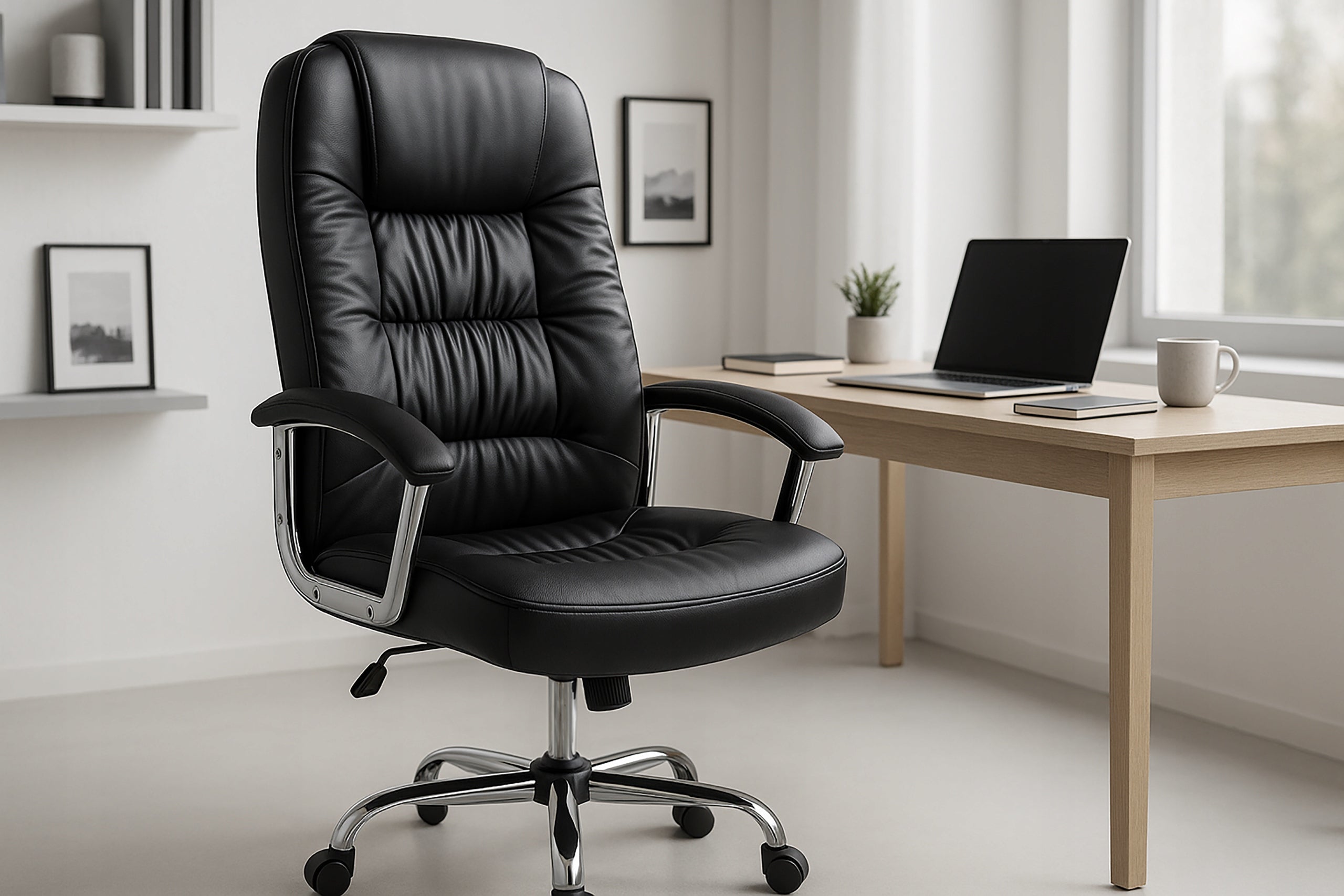 OFFICE CHAIR ADJUSTABLE CEO SWIVEL FAUX LEATHER PREMIUM KB111 BLACK EAN (GTIN) 5907368788029
