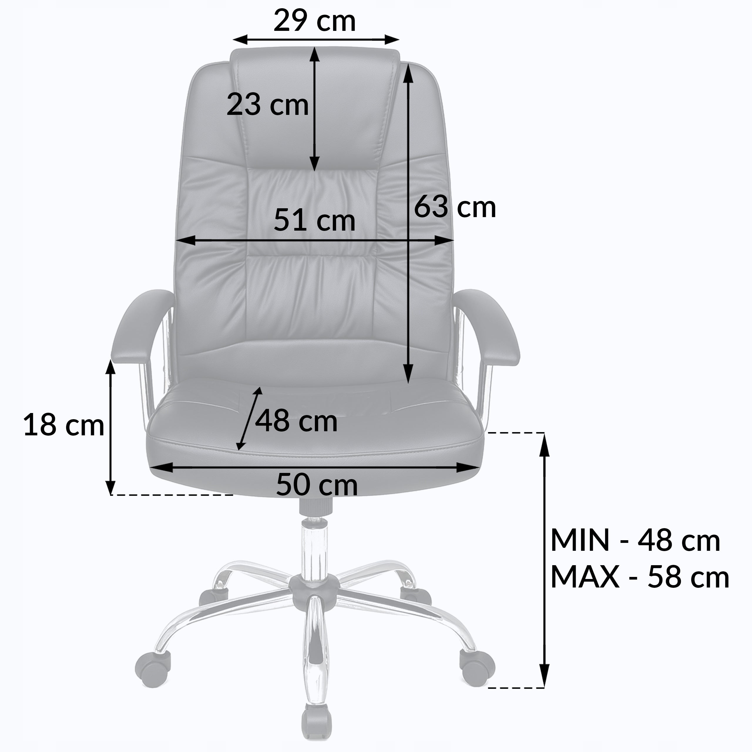 OFFICE CHAIR ADJUSTABLE CEO SWIVEL FAUX LEATHER PREMIUM KB111 BLACK Manufacturer code Meb000301
