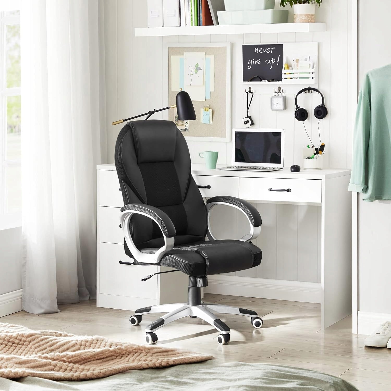 OFFICE CHAIR ADJUSTABLE SWIVEL CHAIR ERGONOMIC ECO LEATHER BLACK Brand Songmics