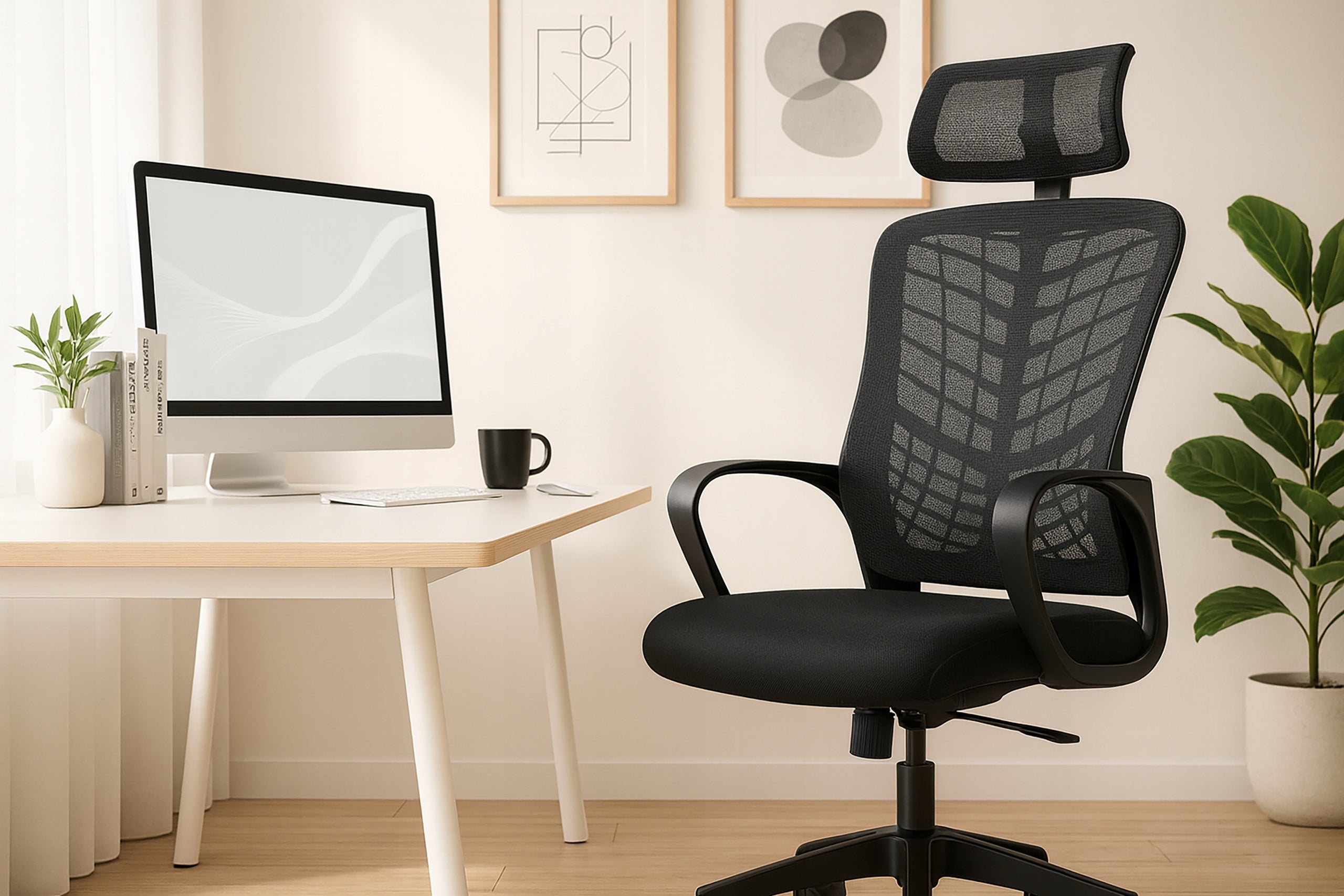 OFFICE CHAIR ADJUSTABLE SWIVEL OFFICE CHAIR ERGONOMIC KB108 BLACK Manufacturer code Meb000297