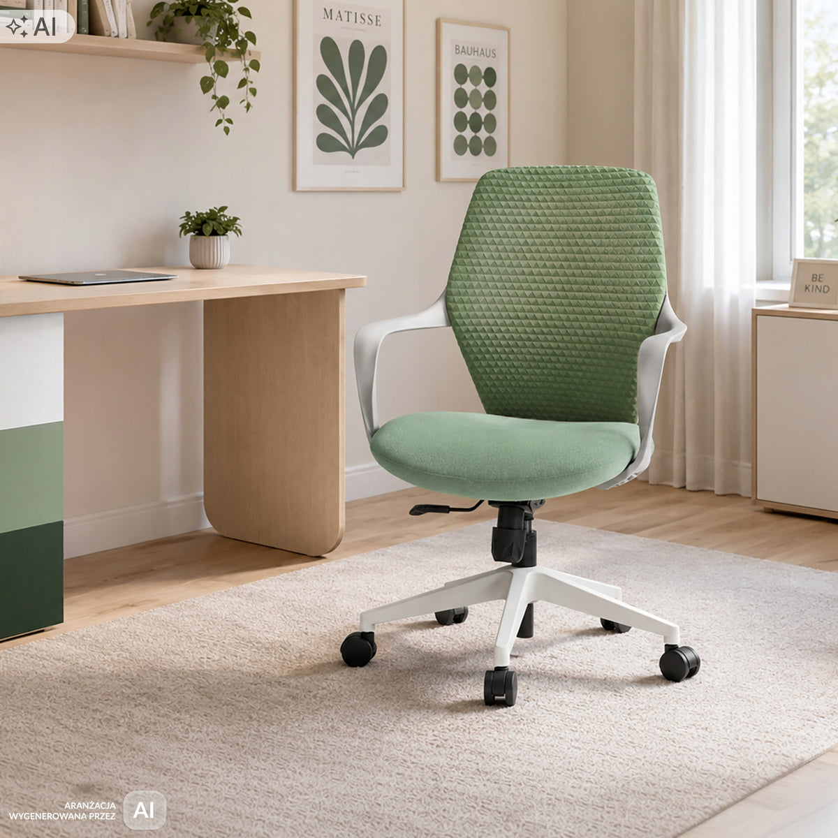 OFFICE CHAIR ADJUSTABLE SWIVEL OFFICE CHAIR ERGONOMIC KB115 GREEN Manufacturer code DME-KRB-00001