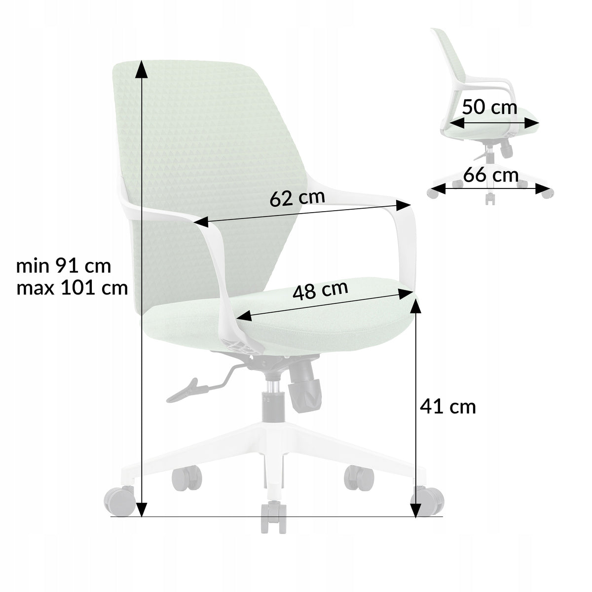 OFFICE CHAIR ADJUSTABLE SWIVEL OFFICE CHAIR ERGONOMIC KB115 GREEN Packaging status original