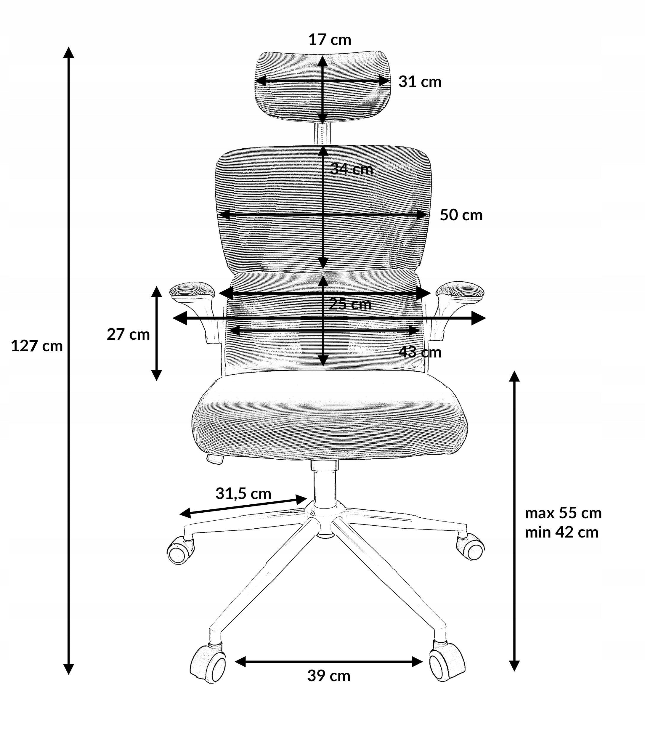 OFFICE CHAIR ADJUSTABLE SWIVEL OFFICE CHAIR ERGONOMIC KG102 GREY Manufacturer code 5.90.20117