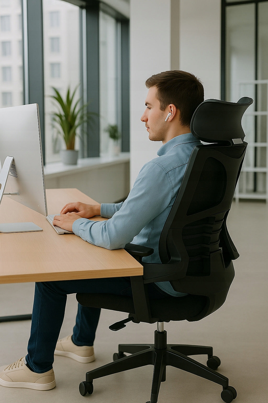 OFFICE CHAIR BLACK OFFICE CHAIR SWIVEL CHAIR ERGONOMIC MESH Packaging status original