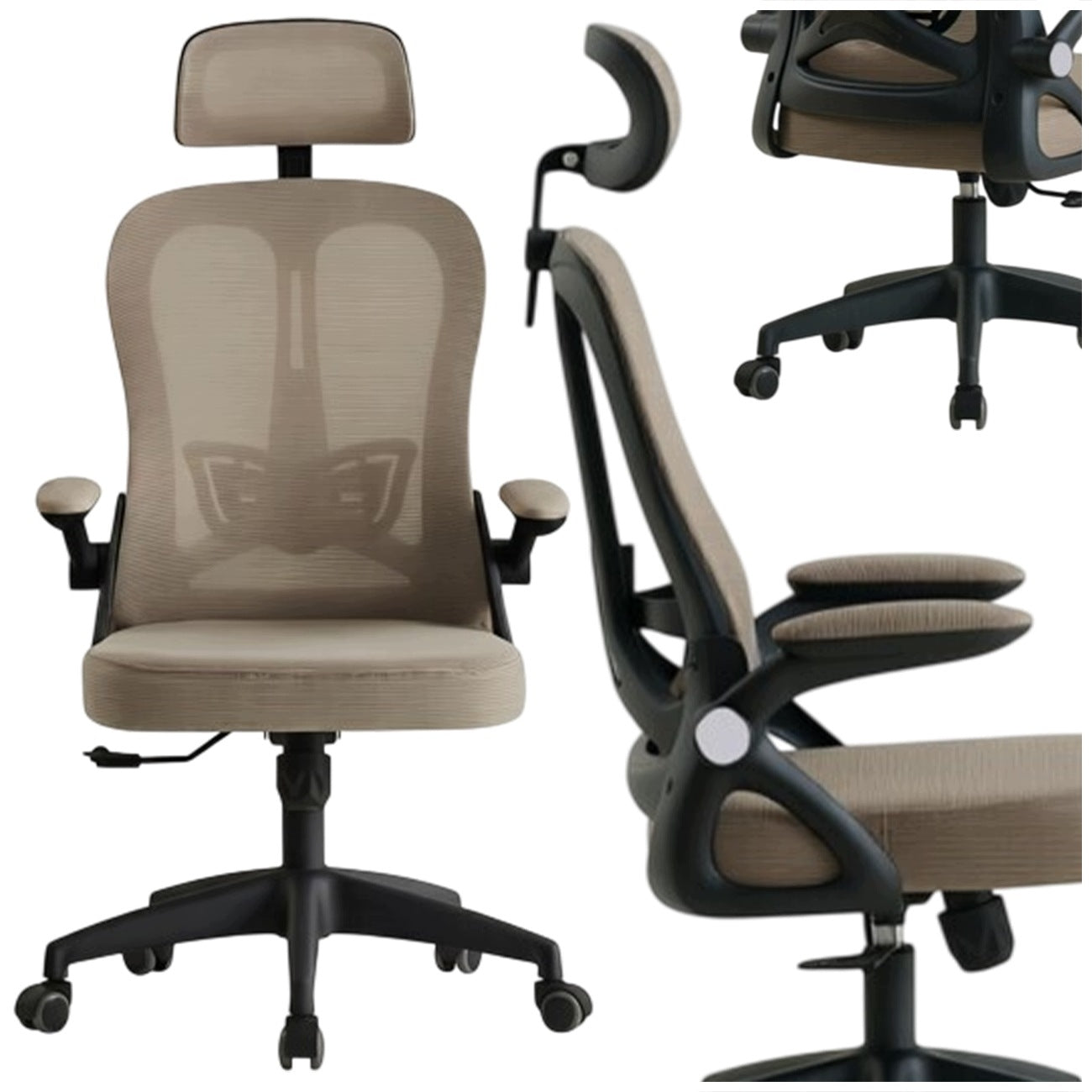 OFFICE CHAIR ERGONOMIC BEIGE/KHAKI HORSEKING MESH MS028 BHP